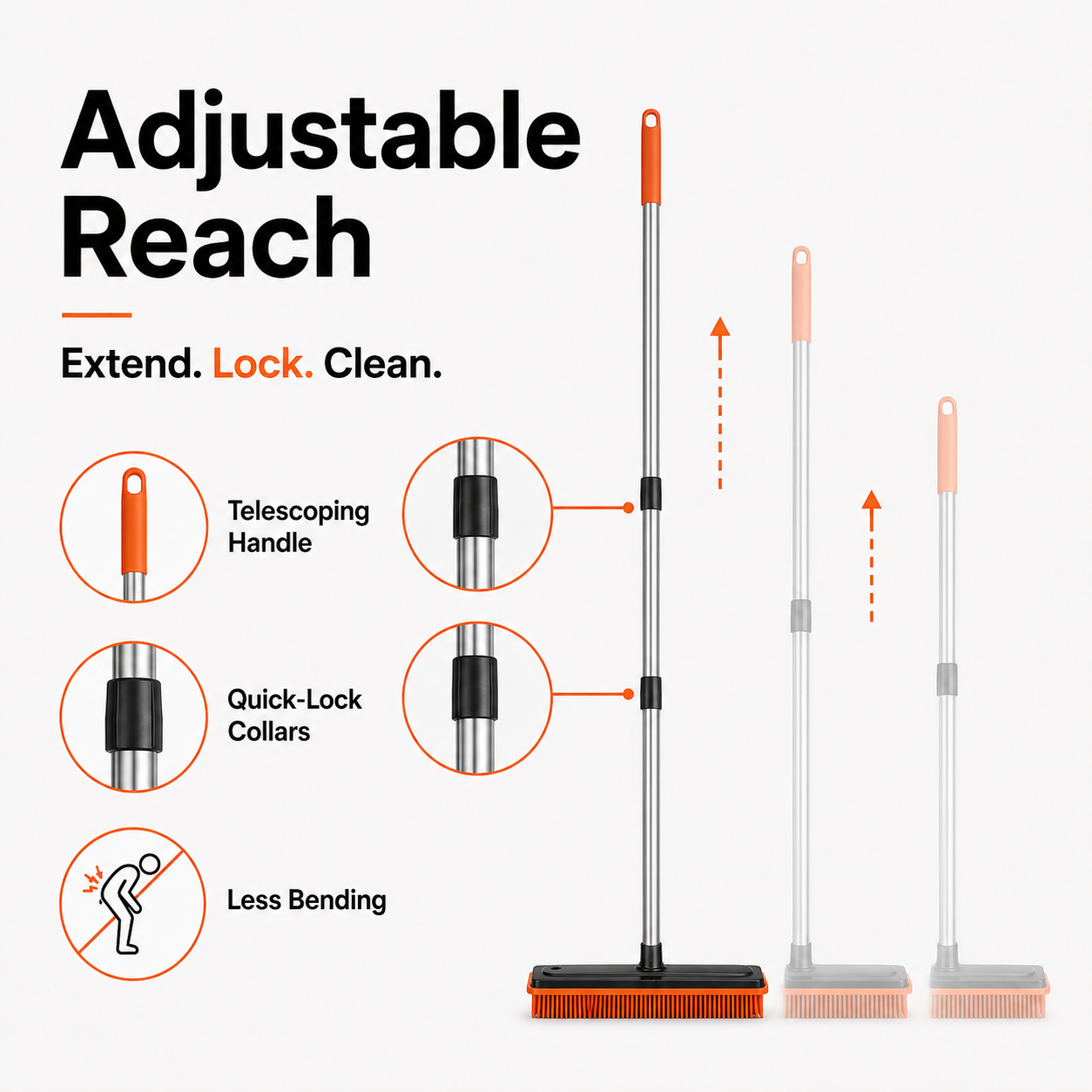 FurRake adjustable telescoping reach